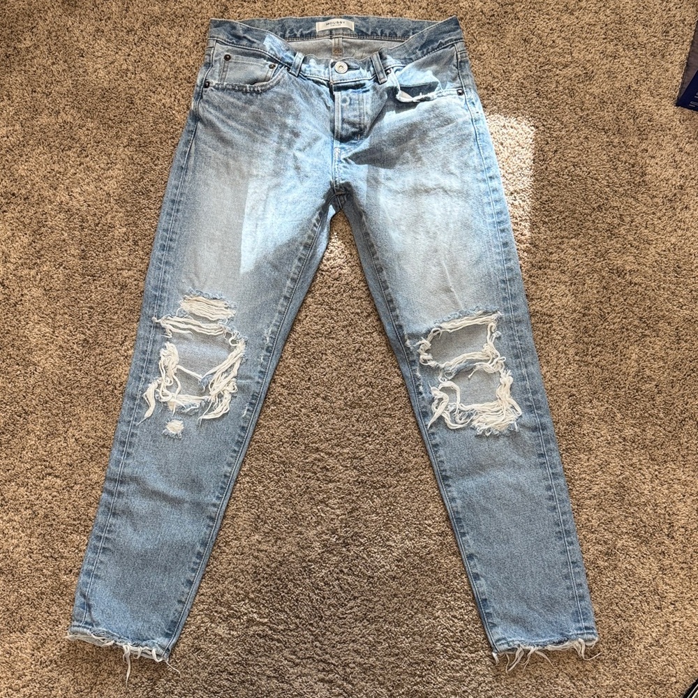Moussy Light Blue Distressed Boyfriend Jeans